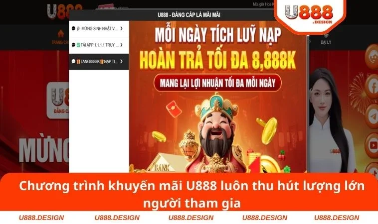 Chương trình khuyến mãi U888 luôn thu hút lượng lớn người tham gia