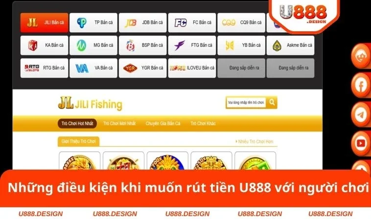 Những điều kiện khi muốn rút tiền U888 với người chơi